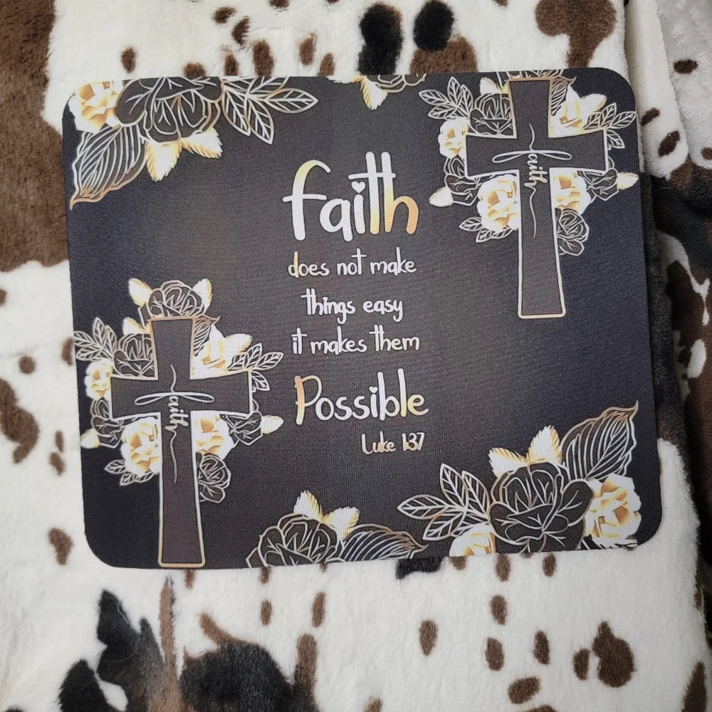 Faith Cross Floral Computer Mouse Pad
